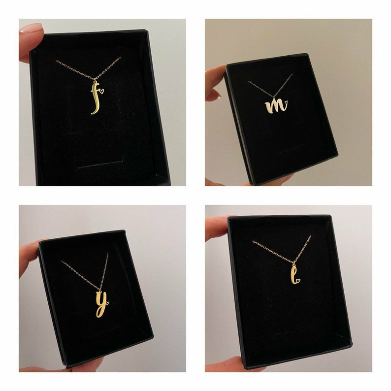 14k Gold initial Necklace With Tiny Heart Custom Letter Necklaces Personalized Gifts for Bridesmaid Name Jewelry Handmade Gifts for Her image 5