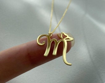 14k Gold initial Necklace with Butterfly Jewelry Personalized Handmade Necklace minimalist Gifts for Woman Custom Birthday Gift bridesmaid