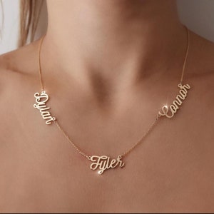 Collar con nombre familiar personalizado, joyería hecha a mano personalizada, placa con nombre para niños, regalos personalizados, regalo de aniversario para ella, regalos para la madre