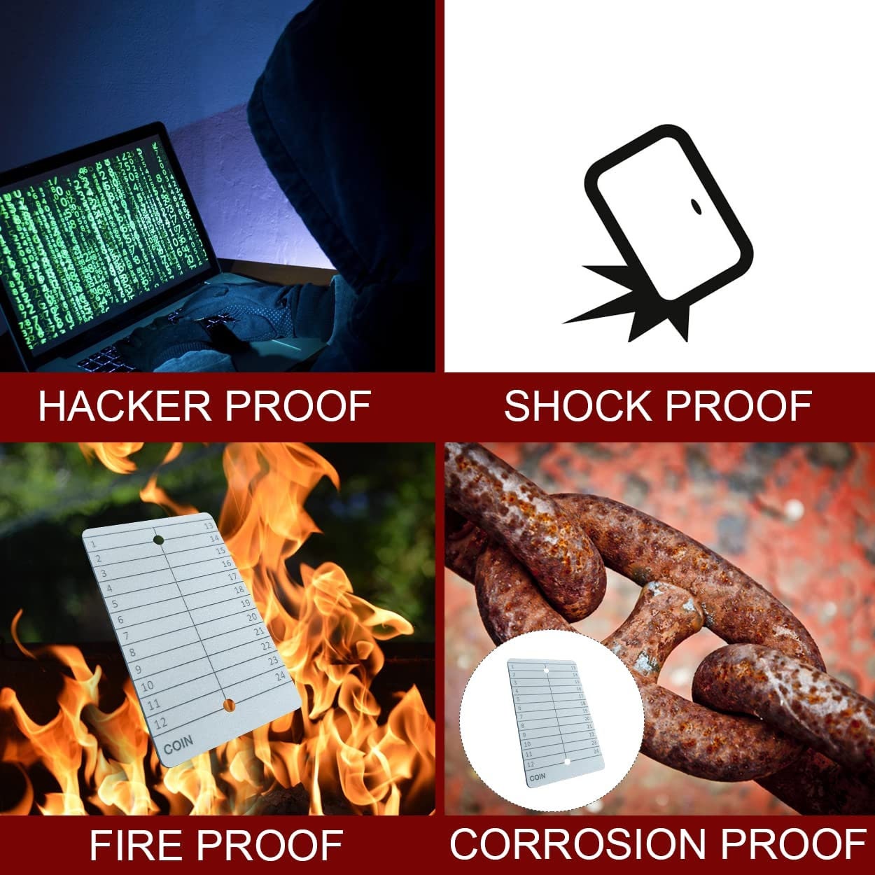 Hardware Wallet Crypto Wallet Cold Storage Metal Stamp Bitcoin Seed Phrase  Storage Compatible With s,2 Plates&1 Letter Stamps Set Seed Phrase Plate