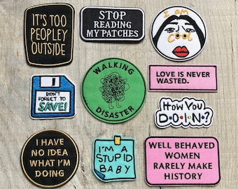 Sarcastic Funny Patches, Introvert, Embroidered Sew on / Iron on