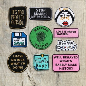 Cute Funny Patches, Books, Positivity, Retro, Embroidered Sew on / Iron on Biker Nature Patch Badge Appliqué Jeans Bags Clothes Transfer zdjęcie 1