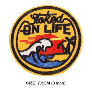 Popular Patches traveller, camper, wild, Embroidered Sew on / Iron on Biker Nature Space Patch Badge Applique Jeans Bags Clothes Transfer C- Stoked on life
