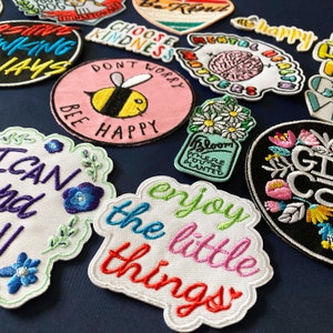Cute Funny Patches, Positivity, Retro, Embroidered Sew on / Iron on Biker Patch Badge Appliqué Jeans Bags Clothes Transfer image 2