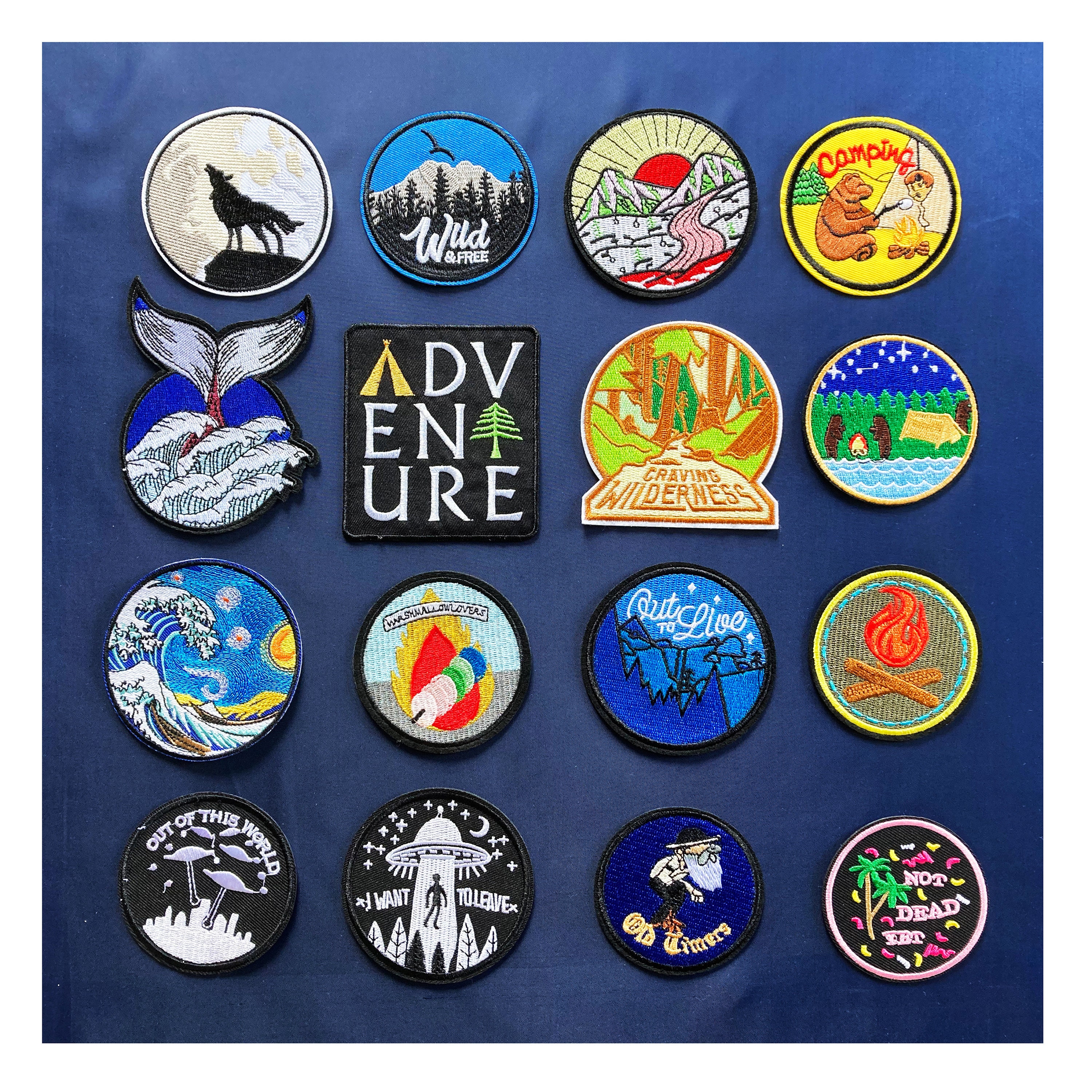 Wilderness Patch Iron On Patches On Clothes Animal Embroidered Patches For  Clothing Stripes Badges Wolf Whale Patch For Clothes