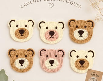 Orsetto all'uncinetto in cotone, applicazioni, artigianato, decorazione, maglia, abbigliamento, toppe, accessori, ricamo