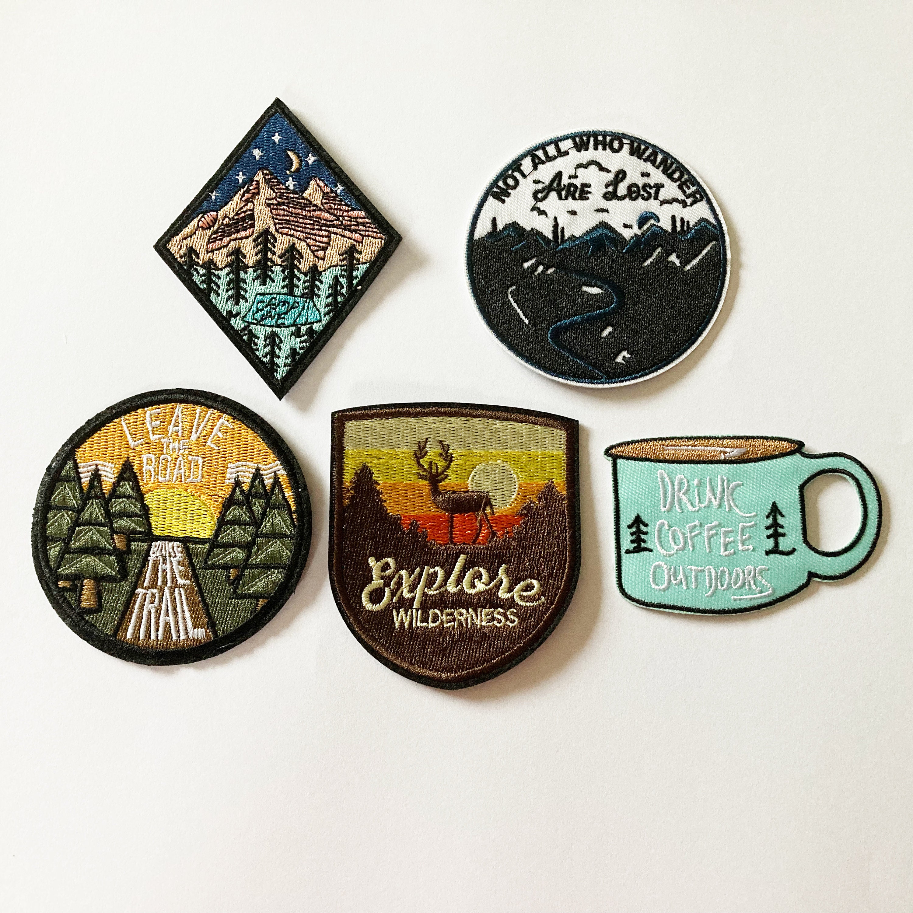 Travel Patches Embroidered Sew / Iron on Biker Nature Camping 