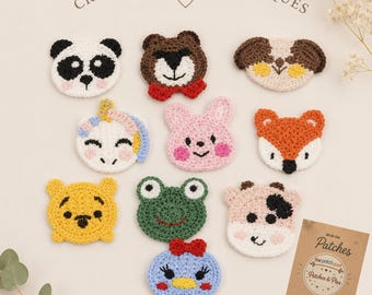 Animali all'uncinetto in cotone, volpe, mucca, tigre, applicazioni, artigianato, decorazione, maglia, abbigliamento, toppe, accessori, ricamo