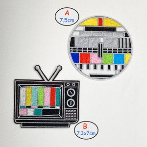 Retro Patches Vintage, 80's, Mix Tape, Tv, Camera, Embroidered Sew on / Iron on Jeans Bags Clothes Transfer, badge image 2