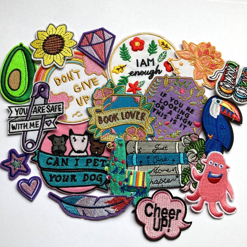 Cute Funny Patches, Books, Positivity, Retro, Embroidered Sew on / Iron on Biker Nature Patch Badge Appliqué Jeans Bags Clothes Transfer zdjęcie 10