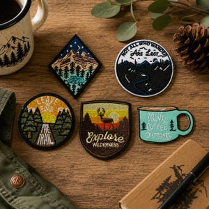 Apliques bordados para viagem, para costurar ou passar a ferro, para motociclistas, amantes da natureza, campistas, exploradores e amantes de trilhas na floresta.