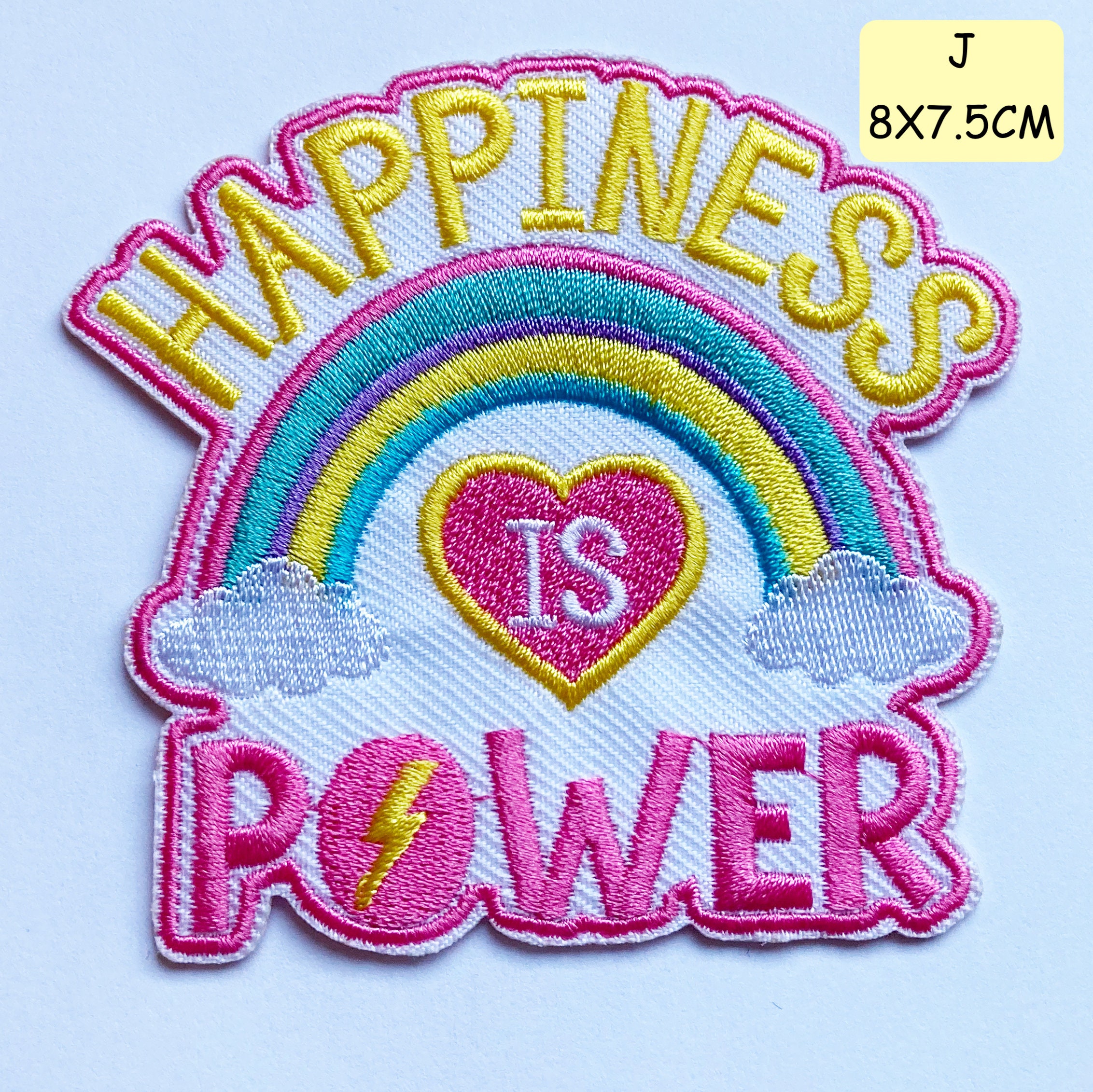 Cute Funny Iron on Patches Happiness, Love, Friendship, Friends,  Embroidered Sew on / Iron on Jeans Bags Clothes Transfer, Badge 