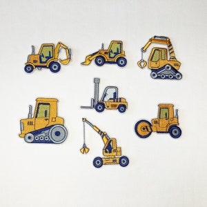 Construction Iron On/sew on Embroidered Patches, kids, digger, crane, roller, children, Badge Applique Jeans Bags Clothes Transfer