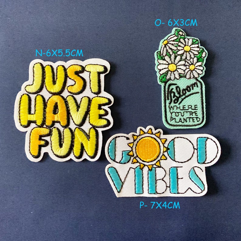 Cute Funny Patches, Positivity, Retro, Embroidered Sew on / Iron on Biker Patch Badge Appliqué Jeans Bags Clothes Transfer zdjęcie 7