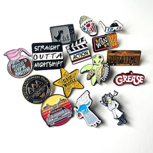 Retro Enamel Pin Badge: 80s 90s Nostalgic TV, Movie Icons