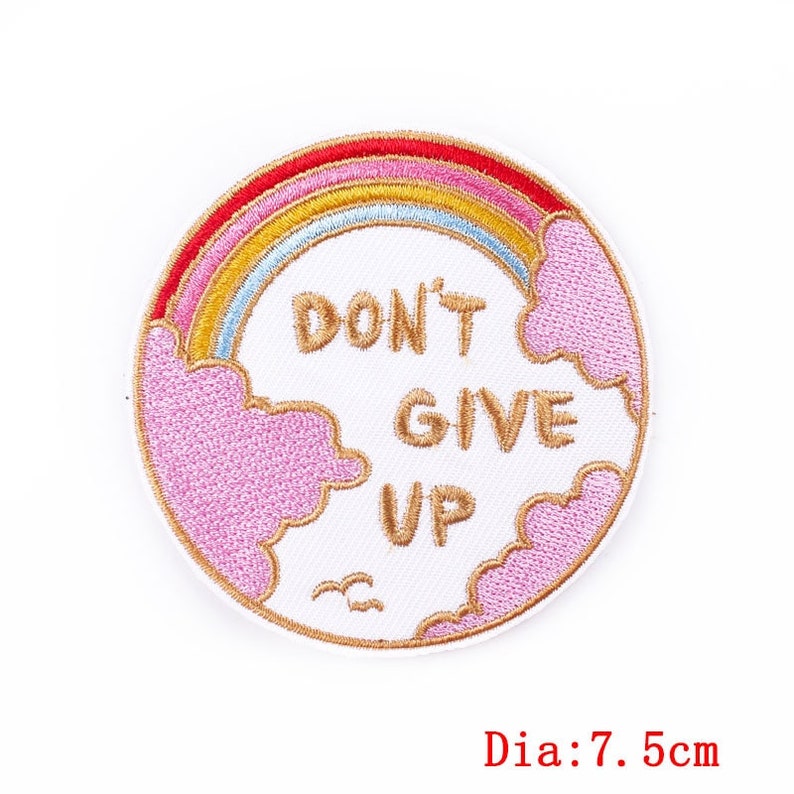 Cute Funny Patches, Books, Positivity, Retro, Embroidered Sew on / Iron on Biker Nature Patch Badge Appliqué Jeans Bags Clothes Transfer F- Don't Give Up