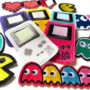 Retro Game Patches - Vintage, 80er Jahre, Arcade, Gameboy, Konsole, Pixels, gestickt Aufnäher / Aufbügeln Jeans Taschen Kleidung Transfer