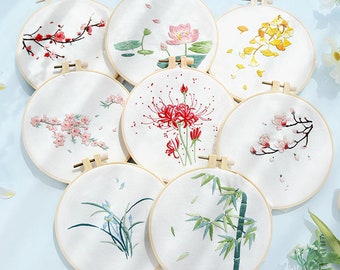 Floral, Embroidery Kit for Beginners, Botanical, Vintage,  Cross Stitch,Hoop Art,  Craft Kit