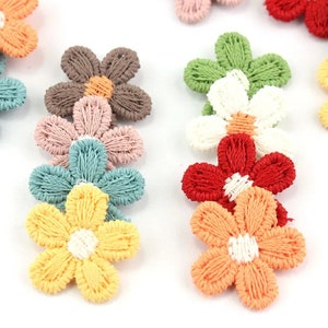 Cotton Daisies, 5 pack, Appliques, Crochet, Crafts, Decoration, Knitting, Clothing, Patches, Accessories, Embroidery