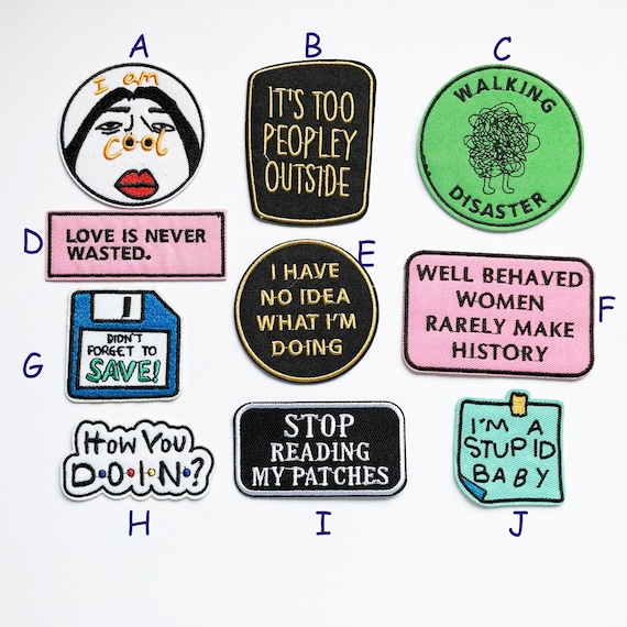 Cute Funny Patches, Books, Positivity, Retro, Embroidered Sew on