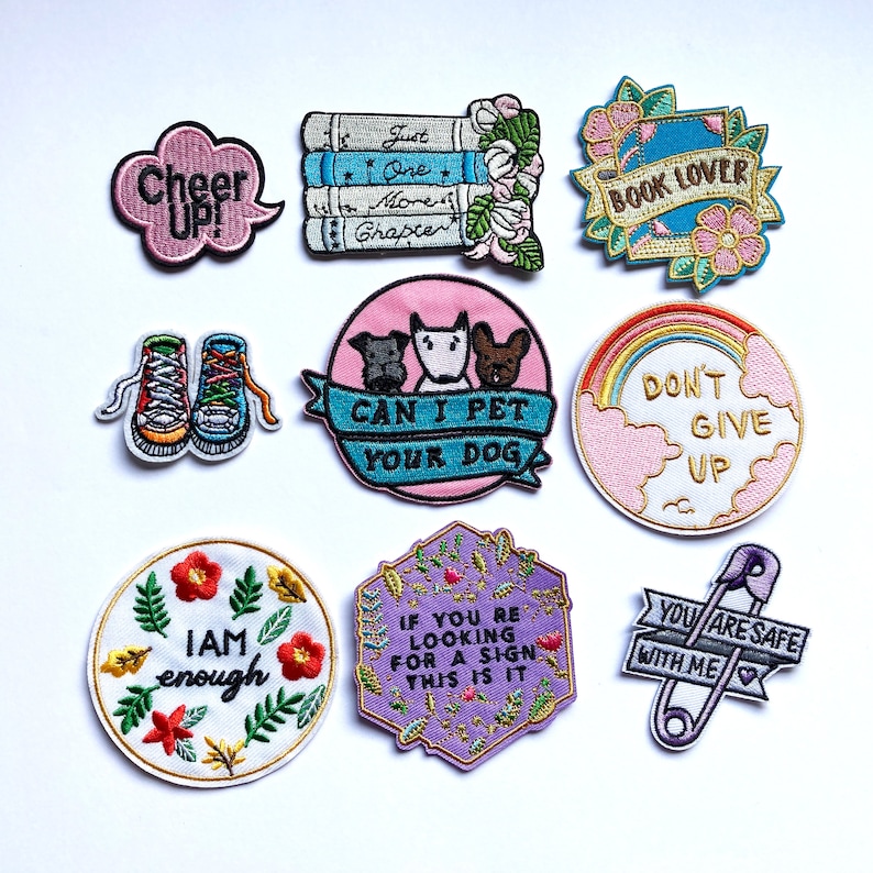 Cute Funny Patches, Books, Positivity, Retro, Embroidered Sew on / Iron on Biker Nature Patch Badge Appliqué Jeans Bags Clothes Transfer zdjęcie 8