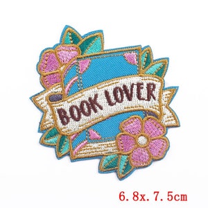 Cute Funny Patches, Books, Positivity, Retro, Embroidered Sew on / Iron on Biker Nature Patch Badge Appliqué Jeans Bags Clothes Transfer C- Book Lover