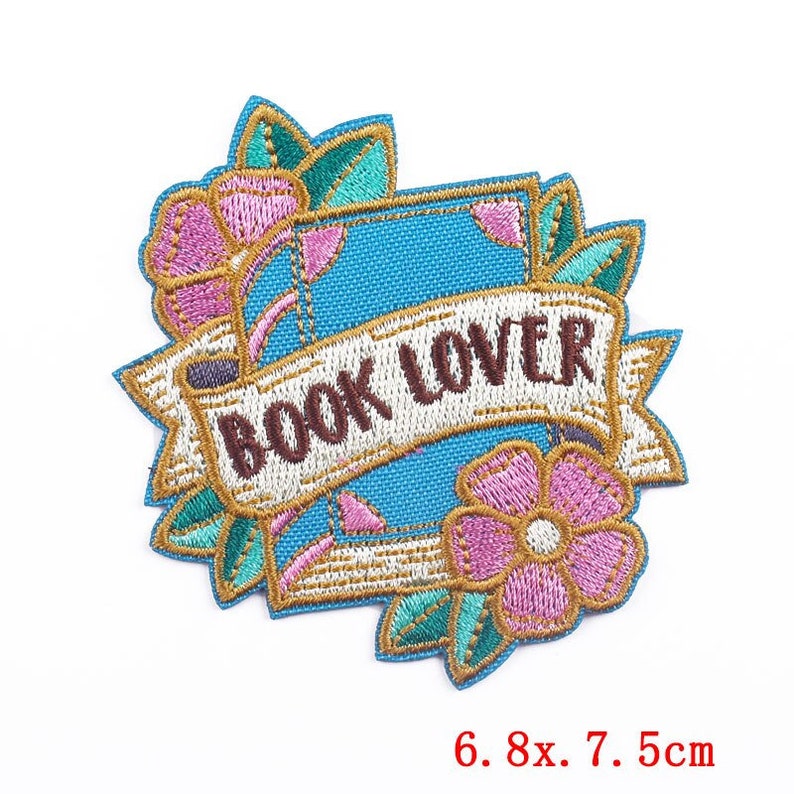 Cute Funny Patches, Books, Positivity, Retro, Embroidered Sew on / Iron on Biker Nature Patch Badge Appliqué Jeans Bags Clothes Transfer C- Book Lover