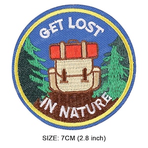 Popular Patches traveller, camper, wild, Embroidered Sew on / Iron on Biker Nature Space Patch Badge Applique Jeans Bags Clothes Transfer P- Get lost nature