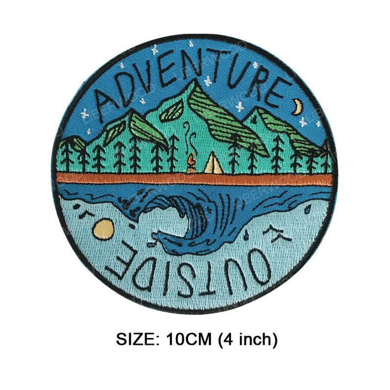 Popular Patches traveller, camper, wild, Embroidered Sew on / Iron on Biker Nature Space Patch Badge Applique Jeans Bags Clothes Transfer E- Adventure Outside