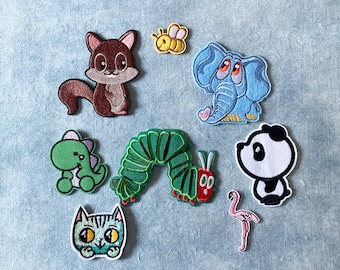Toppe ricamate con animali, per bambini, divertenti, da cucire, da stirare, da applicare