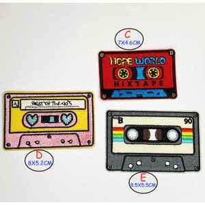 Retro Patches Vintage, 80's, Mix Tape, Tv, Camera, Embroidered Sew on / Iron on Jeans Bags Clothes Transfer, badge image 3