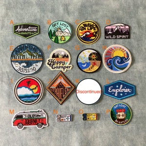 Patches populares viajante, campista, selvagem, bordado costurar / passar a ferro motociclista natureza espaço remendo emblema aplique jeans bolsas roupas transferência
