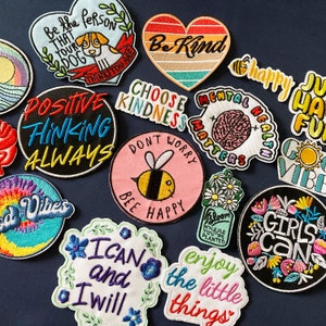 Niedliche lustige Patches, Positivität, Retro, bestickt, zum Aufnähen/Aufbügeln, Biker-Patch, Abzeichen, Applikation, Jeans, Taschen, Kleidung, Transfer Bild 1