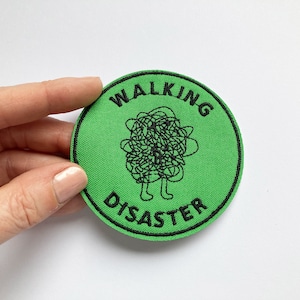 Cute Funny Patches, Books, Positivity, Retro, Embroidered Sew on / Iron on Biker Nature Patch Badge Appliqué Jeans Bags Clothes Transfer C- Walking Disaster