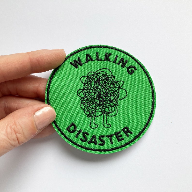 Cute Funny Patches, Books, Positivity, Retro, Embroidered Sew on / Iron on Biker Nature Patch Badge Appliqué Jeans Bags Clothes Transfer C- Walking Disaster