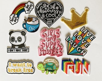 Cute Funny Patches, Books, Positivity, Retro, Embroidered Sew on / Iron on Biker Nature Patch Badge Appliqué Jeans Bags Clothes Transfer