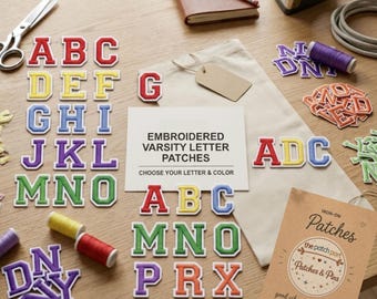 Lettere dell'alfabeto, colori, toppe con lettere, da stirare o cucire, vestiti con ricami retrò
