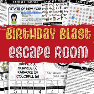 Kids Birthday Escape Room, printable Escape Room Kit, Instant Download, Kids Escape Room, No Prep Escape Room, Family game night, party game
