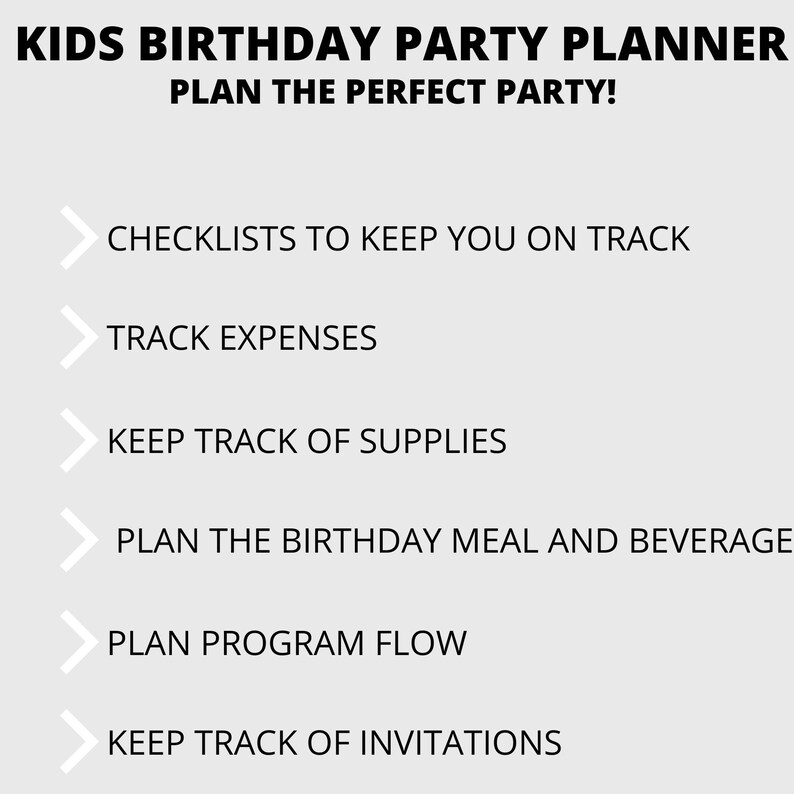 Printable birthday party planner etsy