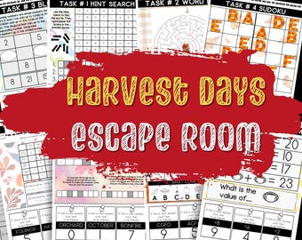 Escape Room "Autumn Harvest", gioco di puzzle stampabile per bambini (download immediato)