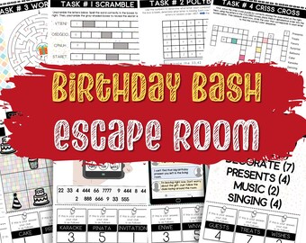 Printable Kids Birthday Escape Room Kit, Family Game Night (Instant Download)