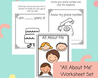 All About Me! Write, color, and draw.  Kindergarden, homeschool, printable, worksheet