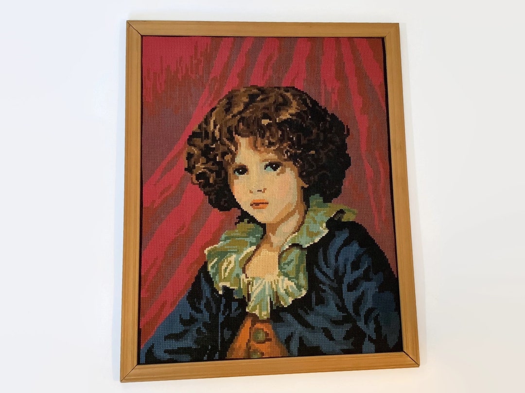 Portrait brodé antique de Greuze français garçon en gilet rouge Art