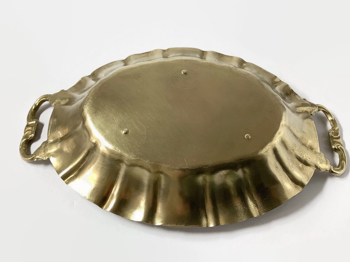 Vintage 1970s bronze serving tray Vanity bronze oval tray Etsy