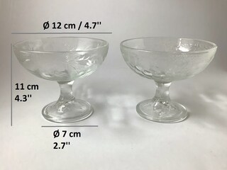 Wnvivi Set Di 4 Bicchieri In Vetro Per Gelato E Dessert Con Piede | 283g, Stile Vintage, Capacità 210/300 Ml, Dorati, Lavabili In Lavastoviglie