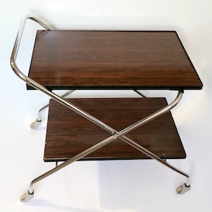 Midcentury moderne jaren '70 opklapbare salontafel | Vintage grote serveerbarkar of mcm thee trolley