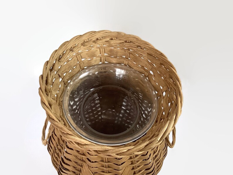 Vintage Large Tall Floor Vase From Yellow Woven Wicker Rattan Etsy