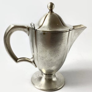 Antique art deco silver plated metal creamer jug dispenser by Hutschenreuther | Vintage hotel silver milk jug for tea