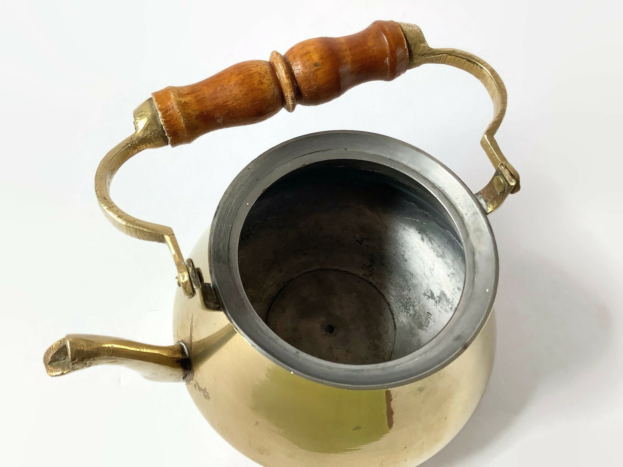 Antique Cute Miniature Brass Tea Kettle Vintage Indian 1960s Brass Teapot  Shelf Decor 