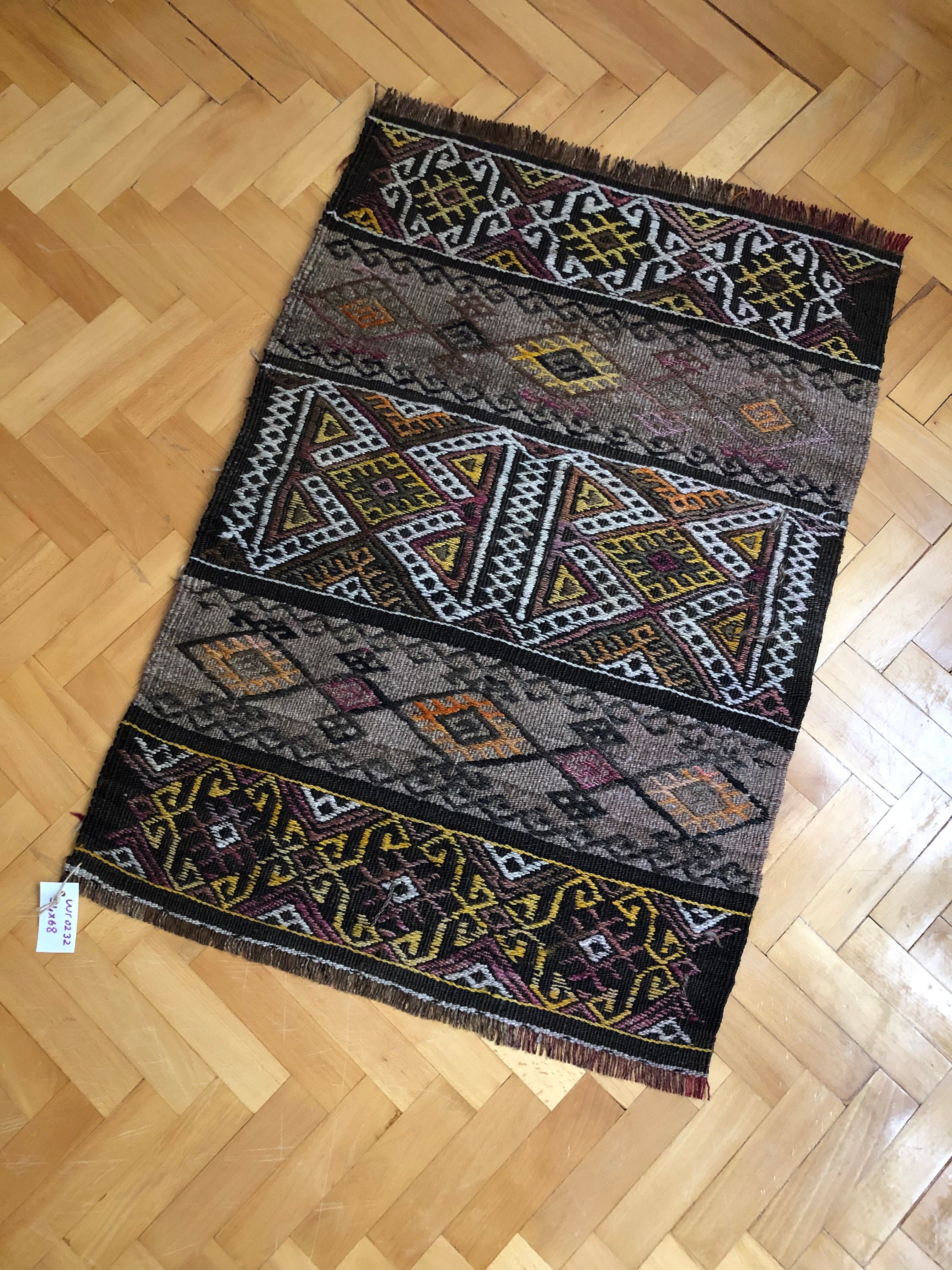 Kitchen rug Turkish kilim 3.14x1.67 ft Livingroom rug Home decor Anatolian colorful small rug Turkish Rug Decorative Rug
